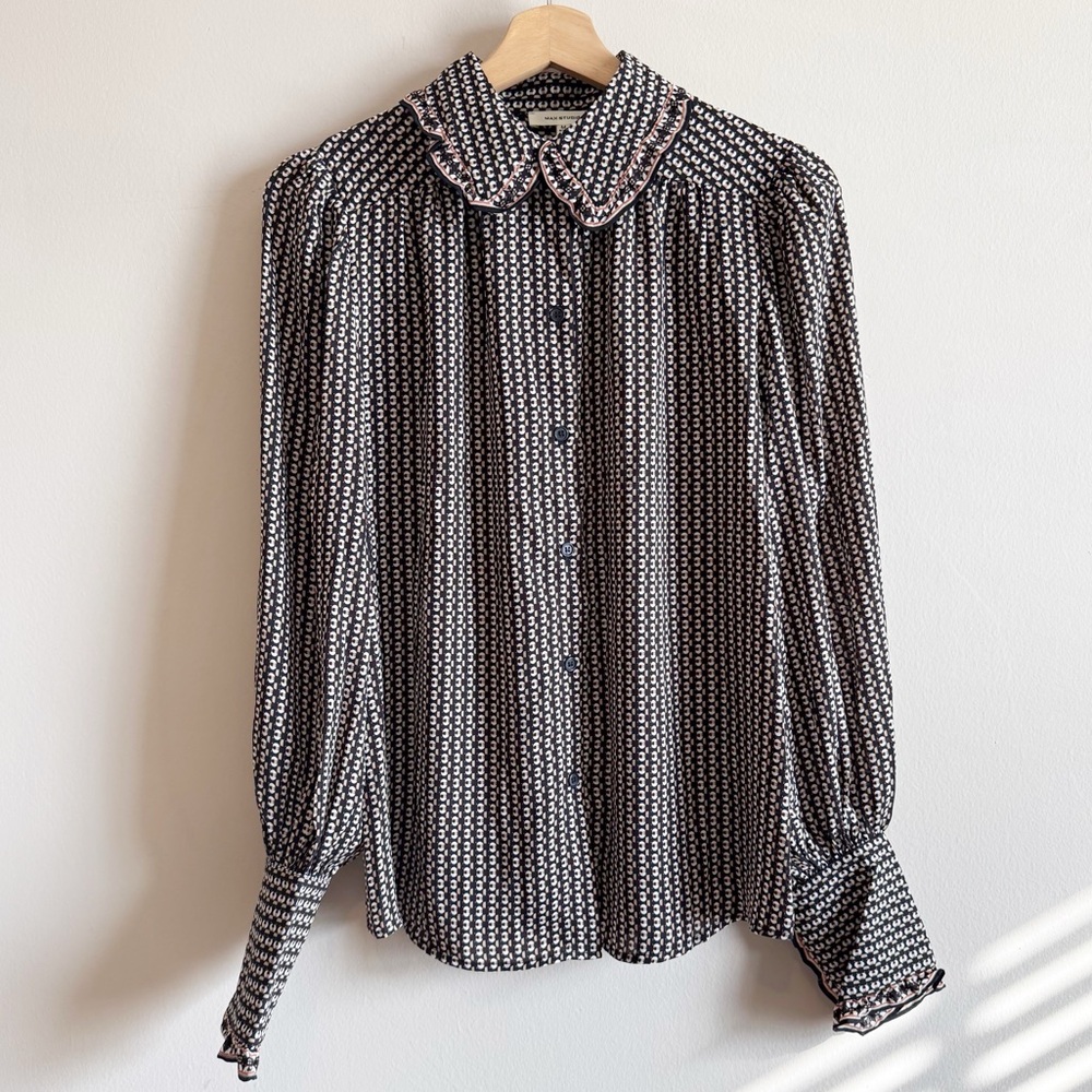 sale | max studio | patterned button down - Picture 2 of 4